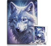 Puzzle da 1000 pezzi per adulti Lupo bianco con fiocchi di neve Rilassante e calmante Hobby da interno Giocattolo per il tempo libero dalla vestibilità perfetta Dimensioni 38x52cm