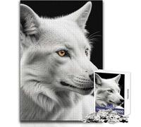 Puzzle da 1000 pezzi per adulti, lupo bianco con occhio dorato, ideale per momenti di relax, giocattolo da gioco con fustella di precisione, dimensioni 50x75cm
