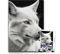Puzzle da 1000 pezzi per adulti, lupo bianco con occhio dorato, tranquillo e rilassante, per il tempo libero, con bordi di precisione, giocattolo artigianale, dimensioni 38x26cm
