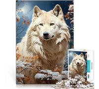 Puzzle da 1000 pezzi per adulti lupo bianco Fatto di carta，per età pari o superiore a 14 anni Gioco di famiglia per e Offerti come regali per tutta la famiglia。misurare：38x52cm