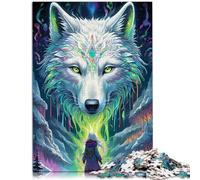 Puzzle da 1000 pezzi per adulti, lupo bianco, giocattolo puzzle fai da te, aiuta il cervello ad allenare e promuovere pazienza adolescenti dai 14 anni in su, 26 x 38 cm