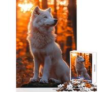 Puzzle da 1000 pezzi per adulti Lupo bianco nella foresta autunnale Decorazione per la casa Giocattoli Ottimi regali e giocattoli Gioco pratico Ogni pezzo è unico - Dimensioni 50x75cm