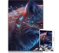 Puzzle da 1000 pezzi per adulti, lupo blu e arancione, gioca e impara in modo intelligente, sentito per festeggiare, dimensioni 38x26cm