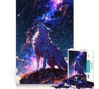 Puzzle da 1000 pezzi per adulti "Lupo celeste che ulula sotto le stelle" con taglio netto,ideale per risolvere problemi,perfetto per il tempo libero,come decorazione natalizia (50x75cm)