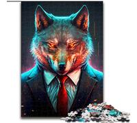 Puzzle da 1000 pezzi per adulti, lupo CEO in abito, puzzle in cartone, gioco interattivo per famiglie, decorazione fai da te per la casa, sfida mentale, regalo, dimensioni 26X38cm