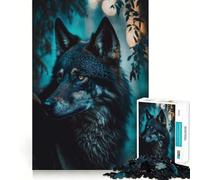 Puzzle da 1000 pezzi per adulti "Lupo che guarda fuori dalla foresta",gioco di logica e allenamento,incastro perfetto,attività per rafforzare il legame con i propri cari (38x26cm)
