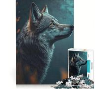 Puzzle da 1000 pezzi per adulti: Lupo che guarda la luna gioco divertente allena la mente e la mano ideale come regalo per tutta la famiglia 38x26cm