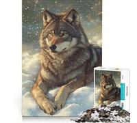 Puzzle da 1000 pezzi per adulti Lupo che riposa nella neve Gioco educativo Stimolante da completare per compleanno Natale 50x75cm