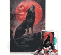 Puzzle da 1000 pezzi per adulti Lupo che ulula alla luna di sangue Antistress Difficile Lista dei desideri con Babbo Natale 50x75cm