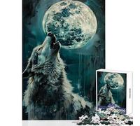 Puzzle da 1000 pezzi per adulti lupo che ulula alla luna giocattolo da parete opera d'arte regalo per gioco educativo collezione di artisti belle arti dimensioni 38x26cm