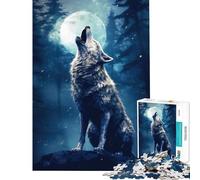 Puzzle da 1000 pezzi per adulti Lupo che ulula alla luna giocattolo educativo gioco per famiglie un'opera d'arte un regalo perfetto (dimensioni 75x50cm)