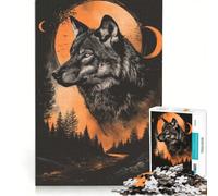 Puzzle da 1000 pezzi per adulti Lupo che ulula alla luna Giocattolo educativo Sfida impegnativa Collezione d'artista Belle arti 50x75cm