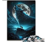 Puzzle da 1000 pezzi per adulti, lupo che ulula, in legno, rompicapo fai da te, gioco perfetto per famiglie o regalo decorativo, 1000 pezzi(50x75cm)