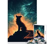 Puzzle da 1000 pezzi per adulti Lupo che ulula sotto il cielo di fuoco cosmico Giocattoli antistress Ottimi regali e giocattoli Giochi rilassanti Attività divertenti a casa dimensioni 38x26cm