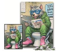 Puzzle da 1000 pezzi per adulti "Lupo che va in bagno" in legno, 50x75cm, perfetto per Halloween, Natale, regalo di compleanno