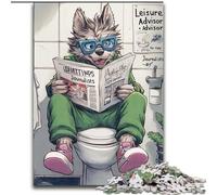 Puzzle da 1000 pezzi per adulti "Lupo che va in bagno", puzzle impegnativi, idea regalo per le feste, grafica divertente, grafica dettagliata (dimensioni 26x38cm)