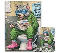 Puzzle da 1000 pezzi per adulti, "Lupo che va in bagno", puzzle in legno fai da te, rompicapo stimolante, gioco perfetto per famiglie o regalo decorativo, 50x75CM/19,68x29,52 pollici.