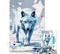 Puzzle da 1000 pezzi per adulti,Lupo dagli occhi azzurri,taglio preciso,divertente,gioco di logica,svago,scena natalizia 50x75cm