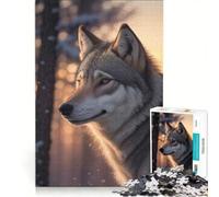 Puzzle da 1000 pezzi per adulti Lupo delle nevi all'alba gioco impossibile analisi e logica per rafforzare l'amore tra le coppie 50x75cm