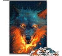 Puzzle da 1000 pezzi per adulti, Lupo di fuoco colorato in legno, regalo per uomini e donne, per tutti i giorni e per occasioni speciali, 50x75cm, per compleanni, feste e occasioni speciali