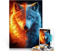 Puzzle da 1000 pezzi per adulti Lupo di fuoco e ghiaccio per il giocattolo di sfida del gioco educativo è ideale come regalo per tutta la famiglia 38x26cm