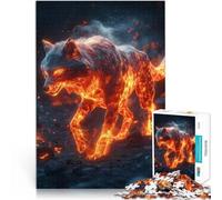 Puzzle da 1000 pezzi per adulti Lupo di fuoco Giocattoli che creano dipendenza e sfidano l'intelligenza del cervello Regalo divertente 38x26cm