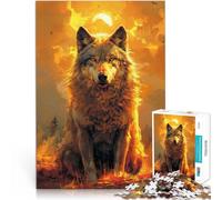 Puzzle da 1000 pezzi per adulti Lupo d'oro Fatto di carta，Adatto a persone dai 14 anni in su Gioco giocattolo intellettuale Lista dei desideri con Babbo Natale。misurare：26x38cm/10.24 x 14.96pollice