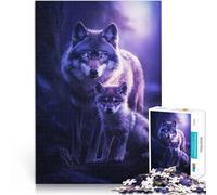 Puzzle da 1000 pezzi per adulti Lupo e cucciolo al chiaro di luna Analisi e logica Ogni pezzo è unico - Gioco divertente e stimolante per tutta la famiglia 52x38cm
