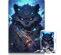 Puzzle da 1000 pezzi per adulti Lupo Guerriero Arte digitale Goditi un dolce relax e un gioco di ruolo stabile e preciso Dimensioni del giocattolo 38x52cm