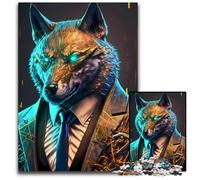 Puzzle da 1000 pezzi per adulti, lupo manager in abito, puzzle in cartone perfetti per Halloween, Natale, regalo di compleanno 26X38CM/10,23x14,96 pollici