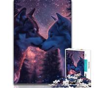 Puzzle da 1000 pezzi per adulti, lupo nel cielo notturno, aiuta il cervello a esercitare i giocattoli avvincenti per coltivare la pazienza, collezione di artisti, belle arti 38X26CM