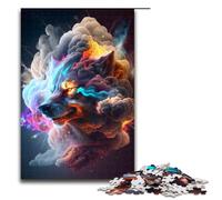 Puzzle da 1000 pezzi per adulti Lupo nel fumo V opera d'arte regalo di compleanno decorazione da parete 75x50 cm