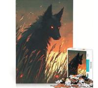 Puzzle da 1000 pezzi per adulti: Lupo nero con occhi luminosi, gioco rompicapo, difficile, per rafforzare l'amore tra le coppie 38x52cm
