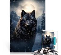 Puzzle da 1000 pezzi per adulti lupo nero nella neve Difficile da completare ma divertente e umoristico Migliorare l'amore tra le coppie 50x70cm