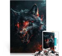 Puzzle da 1000 pezzi per adulti lupo nero selvaggio e malvagio Giocattoli di gioco impegnativi Giocattoli per la decorazione della casa 52x38cm