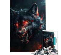 Puzzle da 1000 pezzi per adulti Lupo Nero Selvaggio e Malvagio gioco educativo e stimolante ideale come regalo di compleanno (dimensioni 38x52cm)