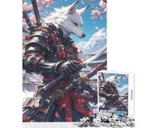 Puzzle da 1000 pezzi per adulti Lupo Samurai sotto Sakura Decorazione per la casa Giocattoli Regali di compleanno Giochi rilassanti Decompressione intellettuale Dimensioni 38x26cm