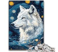 Puzzle da 1000 pezzi per adulti Lupo sotto il cielo notturno Difficile Regalo difficile per amici e familiari Adatto per E 14 50x75cm