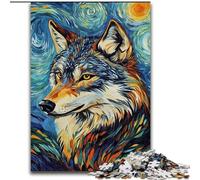 Puzzle da 1000 pezzi per adulti Lupo sotto il cielo notturno, giocattoli educativi ideali come regalo per tutta la famiglia dai 14 anni in su dimensioni 50x75cm