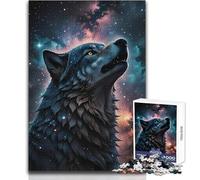 Puzzle da 1000 pezzi per adulti Lupo sotto le stelle Rilassante e calmante Hobby da interno Giocattolo per il tempo libero dalla vestibilità perfetta e precisa Dimensioni 50x75cm