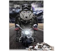 Puzzle da 1000 pezzi per adulti lupo su moto giocattolo 26 x 38 cm antistress vacanza a casa tempo ucciso