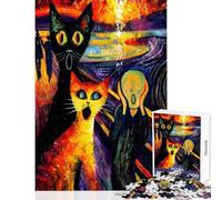 Puzzle da 1000 pezzi per adulti "L'Urlo dei Gatti" gioco educativo per tutta la famiglia divertente decorativo da parete ideale per rafforzare l'amore tra le coppie (50x75cm)