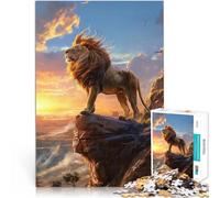 Puzzle da 1000 pezzi per adulti Maestà dell'alba dei leoni Fatto di legno da 14 anni in su Interessante riduzione dello stress regali per amici e familiari misurare：50x75cm