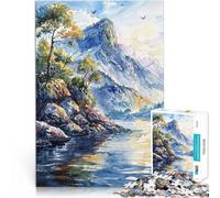 Puzzle da 1000 pezzi per adulti Maestoso lago di montagna Riduzione dello stress interessante Giocattoli per la decorazione della casa 75x50cm