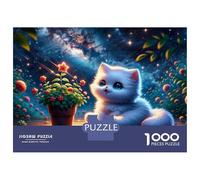 Puzzle Da 1000 Pezzi Per Adulti Magical Night Garden with Kitten Adolescenti Puzzle Giocattoli Antistress Sfida Difficile Attività Divertenti A Casa 38x26cm/1000pcs