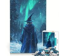 Puzzle da 1000 pezzi per adulti "Mago sotto l'aurora boreale" gioco divertente allena la mente e la mano ideale come regalo per tutta la famiglia 38x52cm