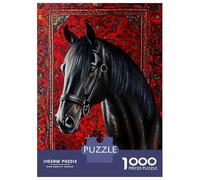 Puzzle Da 1000 Pezzi Per Adulti Majestic Black Horse Puzzle Per Adulti Gioco Rompicapo Difficile Sfida Educativa Difficile 52x38cm/1000pcs