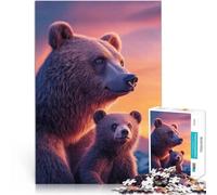 Puzzle da 1000 pezzi per adulti Mamma orsa e cucciolo al tramonto Giocattoli da gioco Ogni pezzo è unico - Gioco divertente e stimolante per tutta la famiglia 52x38cm