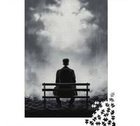 Puzzle Da 1000 Pezzi Per Adulti Man Sitting on Bench in Rain Puzzle Per Adulti Gioco Rompicapo Per Divertimento in Famiglia Regali Di Natale E Compleanno 70x50cm/1000pcs