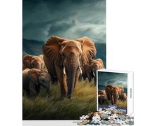 Puzzle da 1000 pezzi per adulti mandria di elefanti nella savana decorazioni per la casa giocattoli idee regalo gioco per famiglie con pezzi completamente interconnessi e di forma casuale38x52cm